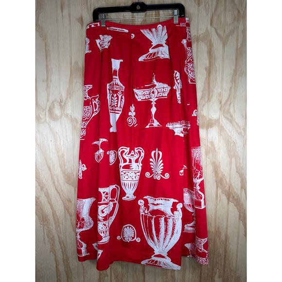 Soft Surroundings Maxi Skirt Grecian Urn Print Y2K Cottagecore Cotton Vintage - Picture 11 of 12